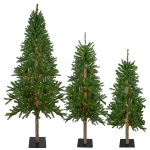 Northlight 3ct Pre-Lit Alpine Artificial Christmas Trees 4ft, 5ft and 6ft - Clear Lights - 1 of 4