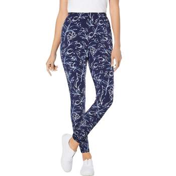 Woman Within Women's Plus Size Tall Stretch Cotton Printed Legging