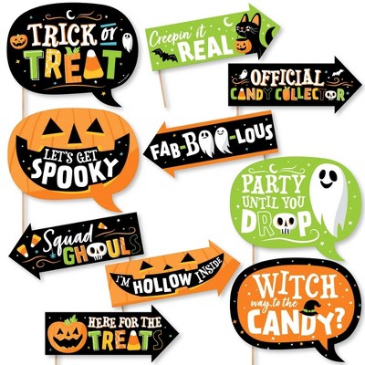 Big Dot of Happiness Funny Jack-O'-Lantern Halloween - Kids Halloween Party Photo Booth Props Kit - 10 Piece