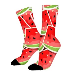Red Watermelon Women Printed Crew Socks Funny Funky Socks Soft Polyester Novelty Gifts for Artists Men - 1 of 1