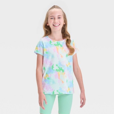 Girls' Short Sleeve Tie-Dye T-Shirt - Cat & Jack™ Cream L