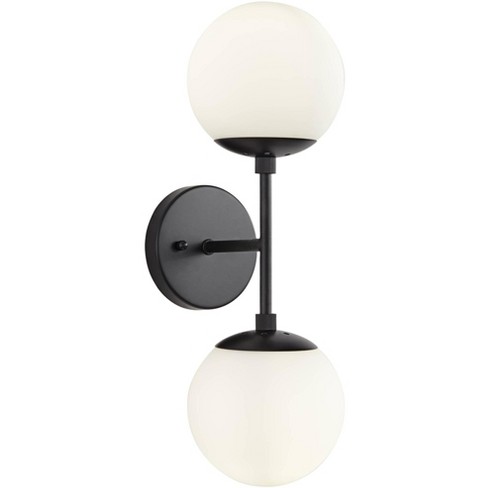 Possini Euro Design Mid Century Modern Wall Light Sconce Black Hardwired 17 3 4 High 2 Fixture Opal Glass Bedroom Bathroom Target - Mid Century Modern Bathroom Lamp