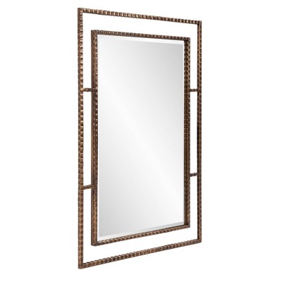 Gavin Antique Bronze Textured Iron Framed Wall Mirror 17"x27"