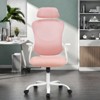 FURNIinspire Task And Office Chairs Desk Chair Office Chair, Mesh High Back Chair With Headrest And Flip-Up Armrests, Pink, 27"*20"*53" - 2 of 4