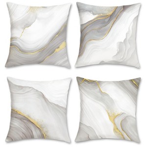 Grey Gold Marble Throw Pillow Covers 18 x 18 Inch Modern Abstract Marble Texture - 1 of 4