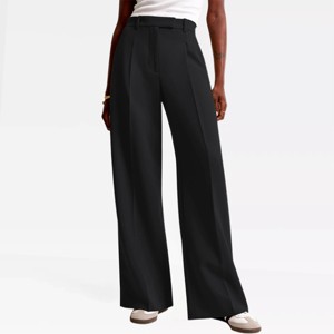 Women Wide Leg Pants High Waisted Dressy Pants with Pockets Front Pleated Straight Leg Tailored Pants Business Casual Work Trousers - 1 of 3
