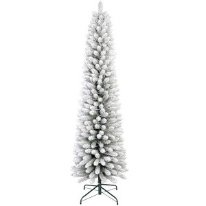 Flocked Pencil Christmas Tree, Snow Christmas Tree with Skinny Snowy Appearance, Green & White Xmas Decor for Home, Office - 1 of 1