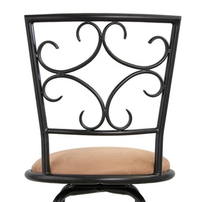 Adjustable Black Metal Swivel Barstools with Tan Microfiber Seats, Set of 3