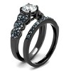 Slickblue Women's Stacked-Style CZ Ring – Clear Center with Blue Cluster Accents, IP Gunmetal Finish, Size 5–10 - 4 of 4