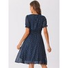 Allegra K Women's Square Neck Metallic Stars Ruffle A-Line Stretch Waist Midi Dress - 3 of 4