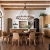 BAOURE 40in 16 Lights Wood Wagon Wheel Chandelier Farmhouse Black Rustic Pendant Light for High Ceilings Entryway Foyer Dining Room Living Room - 4 of 4