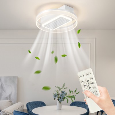 Low Profile Ceiling Fans with Lights and Remote, Flush Mount Vaneless Fan with 6 Speeds, Smart Ceiling Fan for Bedroom Living Room