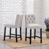 WestinTrends 24" Linen Fabric Tufted Counter Stool (Set of 2) - 2 of 4