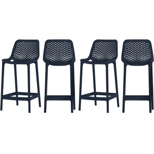 Meridian Furniture Mykonos Navy Outdoor Patio Stool (Set of 4) - 1 of 4