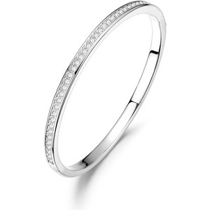 925 Sterling Silver Tennis Bangle, Cubic Zirconia Cuff Bracelet with Classic CZ Line Design for Women - 1 of 4