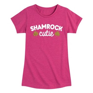 Girls' - Instant Message - St. Patrick's Day Shamrock Cuties Fitted Short Sleeve Graphic T-Shirt - 1 of 4
