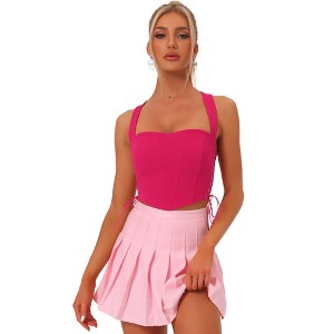 Allegra K Women's Party Sleeveless Lace-up Clubwear Crop Bustier Corset Tops - 1 of 4