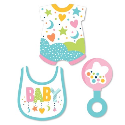 Big Dot of Happiness Colorful Baby Shower - DIY Shaped Gender Neutral Party Cut-Outs - 24 Count