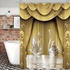 Paaaawaters 1pcs Golden Floral Swan Printed Shower Curtain Set, Waterproof Bathroom Partition Curtain With Hooks - 4 of 4