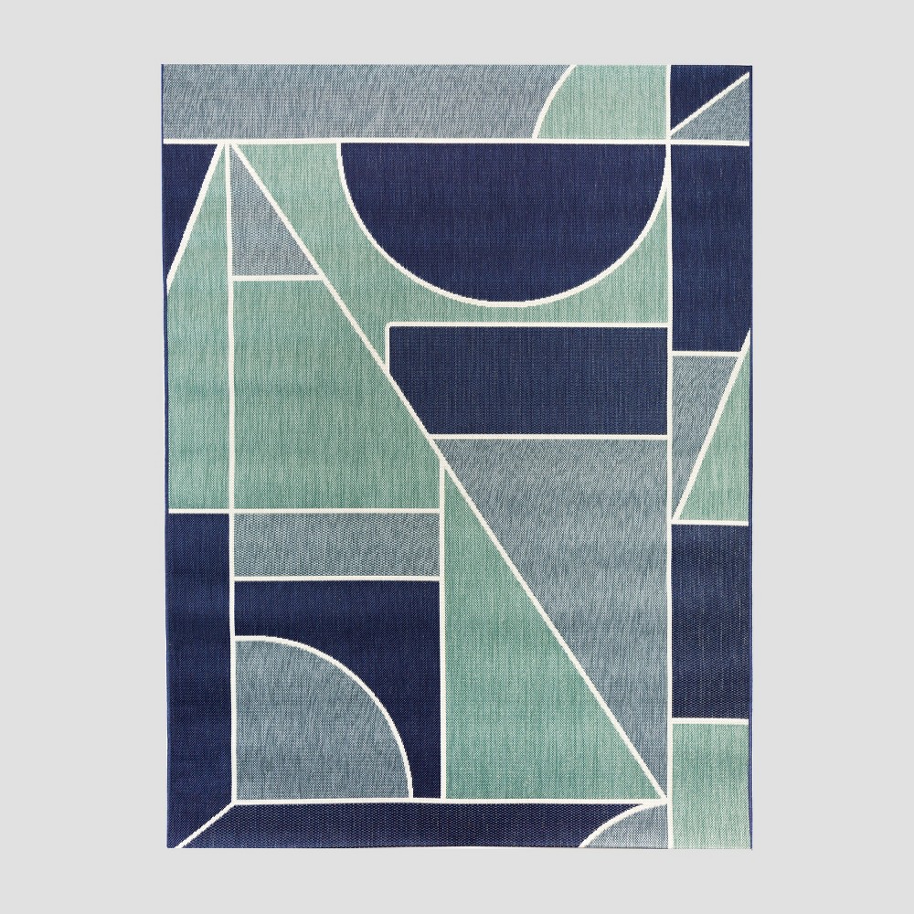 7' x 10' Geo Block Outdoor Rug Cool - Project 62™
