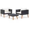vidaXL 3 Piece Patio Lounge Set with Cushions Poly Rattan Black - 3 of 4