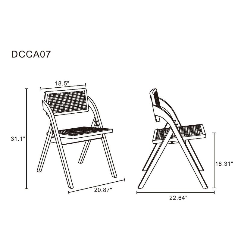 Set of 4 Lambinet Cane Folding Dining Chairs - Manhattan Comfort, 4 of 13