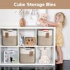 Aoibox Cube Storage Bins 11x11 Rope Woven Baskets for Organizing Shelves 3 Pack with Handles and Labels White Brown - 2 of 4