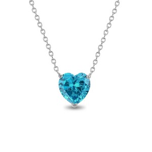 Girls' Prong CZ Birthstone Heart Sterling Silver Necklace - In Season Jewelry - 1 of 2
