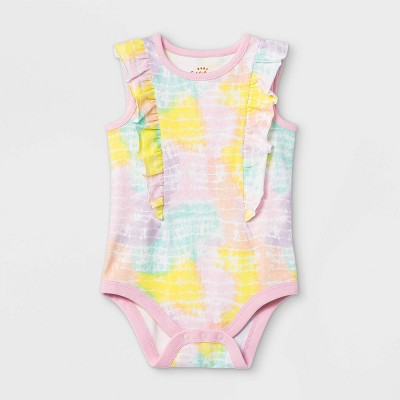 Baby Girls' Tie-Dye Ruffle Short Sleeve Bodysuit - Cat & Jack™ 18M