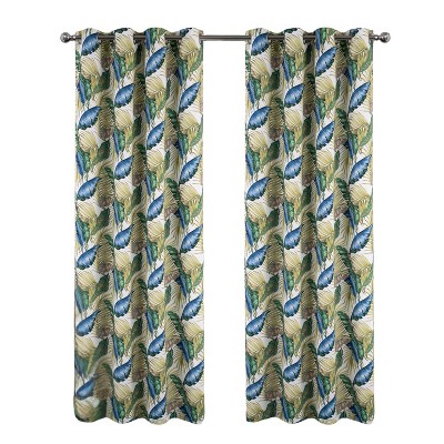 RT Designer Collection Brazil Printed Blackout Luxurious Decorative Grommet Curtain Panel 54" x 90" Blue