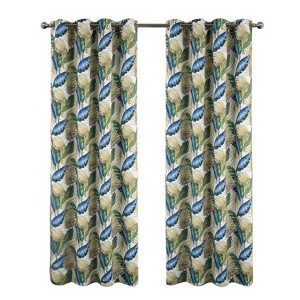 RT Designer Collection Brazil Printed Blackout Luxurious Decorative Grommet Curtain Panel 54" x 90" Blue - 1 of 4