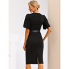 Allegra K Women's Split Sleeve V Neck Elegant Midi Dresses with Belt - 3 of 4