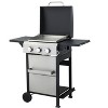 Okak 3/4-Burner Propane Gas BBQ Grill with Stainless Steel Plancha, Smoker Grill with Foldable Side Table and Hanging Basket - 3 of 4