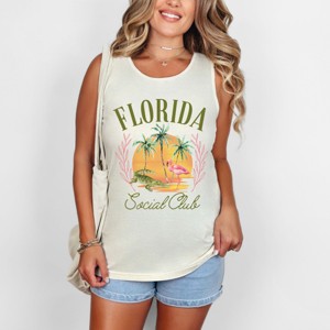 Simply Sage Market Florida Social Club Flamingo Garment Dyed Tank - 1 of 3
