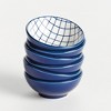 Plum & Post Stria Grid Dip Bowls, Set of 6 - Dark Blue/White Ceramic - 3 of 4