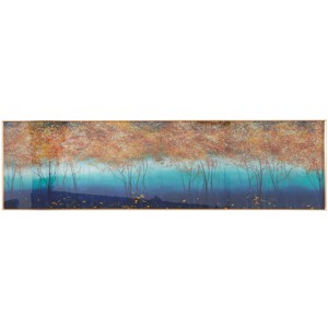 Porcelain Landscape Trees Framed Wall Art with Gold Aluminum Frame Blue  - Olivia & May - 1 of 4