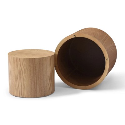 Round Coffee Table Set of 2, Nesting Coffee Tables for MDF with veneer .for living room,office,bedroom,Natural, 4Colors NATURAL