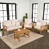Everly 4-Piece Modern Cottage Acacia Wood Outdoor Patio Set with Cushions and Tropical Decorative Pillows - JONATHAN Y - 2 of 4