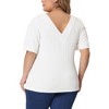 Agnes Orinda Women's Plus Size Ribbed Knit V-Back Pullover Elegant T-shirts - 4 of 4