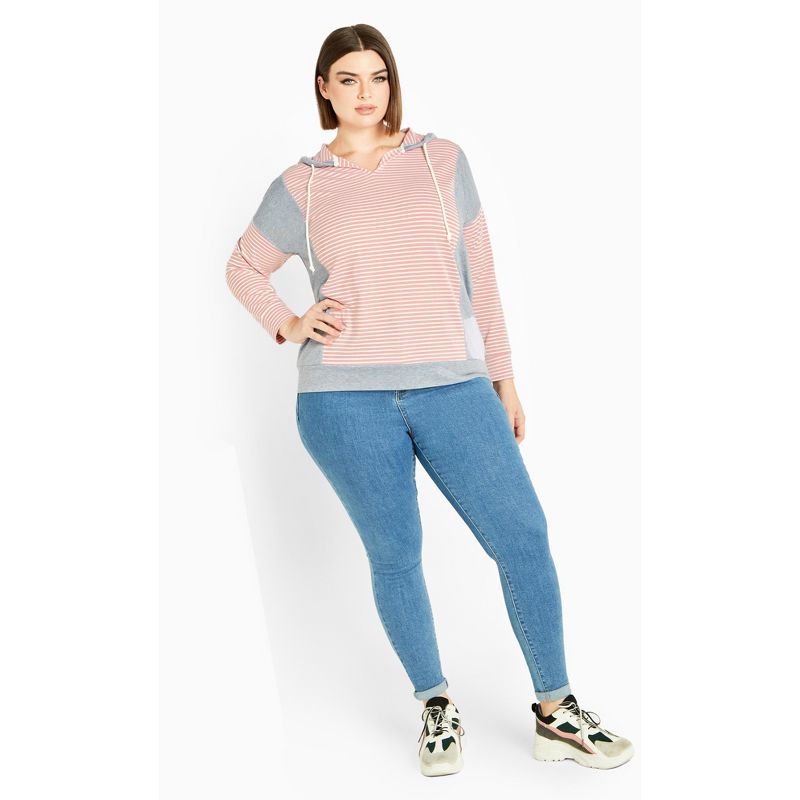 Women's Plus Size Seeing Stripes Sweater - Pink | AVENUE, 2 of 7