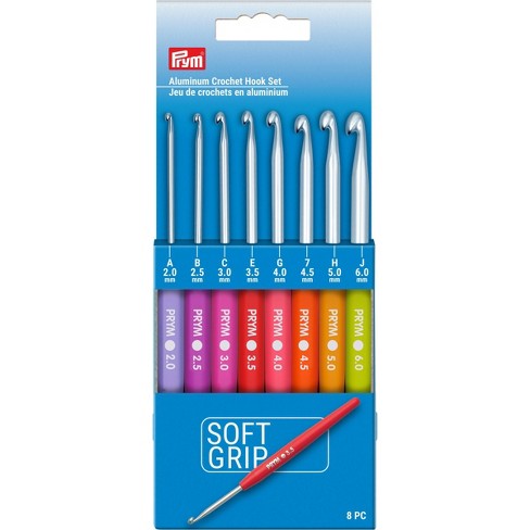 Prym Set Of 8 Soft Grip Aluminum Crochet Hooks Varying Sizes : Target