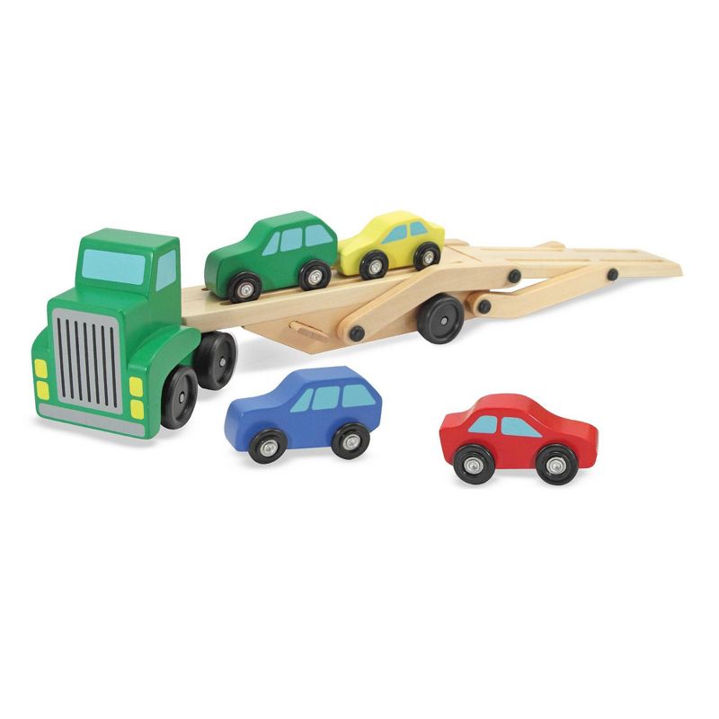 Melissa &#38; Doug Car Carrier Truck and Cars Wooden Toy Set With 1 Truck and 4 Cars, 5 of 11