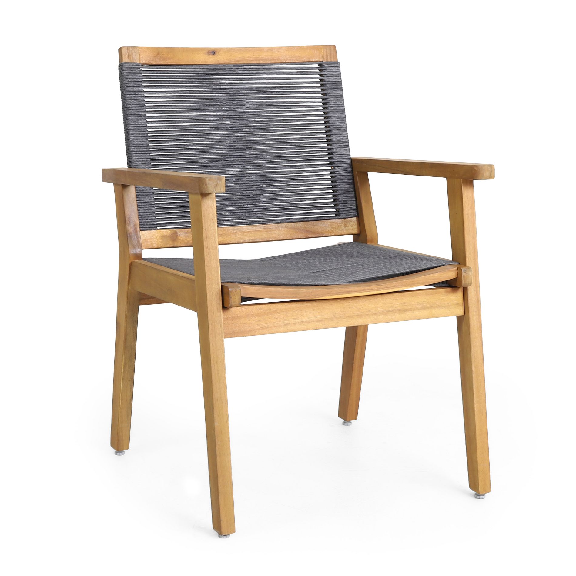 Dexmalle Set of 2 Patio Dining Chair with Gray Rope Weave Back