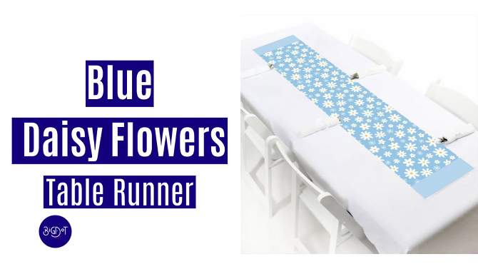 Big Dot of Happiness Blue Daisy Flowers - Petite Floral Party Paper Table Runner - 12 x 60 inches, 2 of 6, play video
