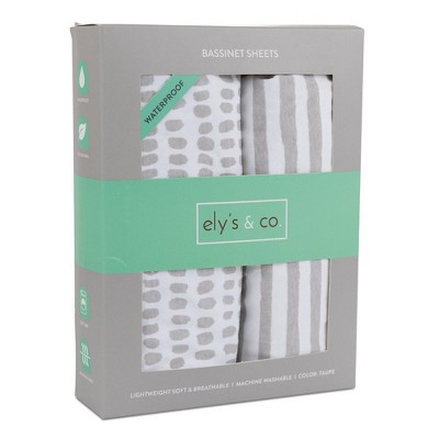 Grey Stripe and Splash Cotton Jersey Bassinet Sheet Set