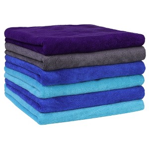 Unique Bargains Cleaning Absorbent Microfiber Quick Drying Kitchen Towels 6 Pcs - 1 of 4