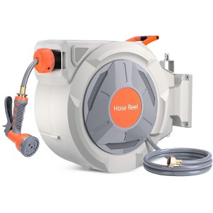 ODK Retractable Garden Hose Reel, With 9 Function Sprayer Nozzle, Any Length Lock, Automatic Rewind and Slow Return System - 1 of 4
