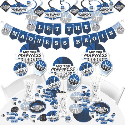 Big Dot of Happiness Blue Basketball - Let The Madness Begin - College Basketball Party Supplies - Banner Decoration Kit - Fundle Bundle