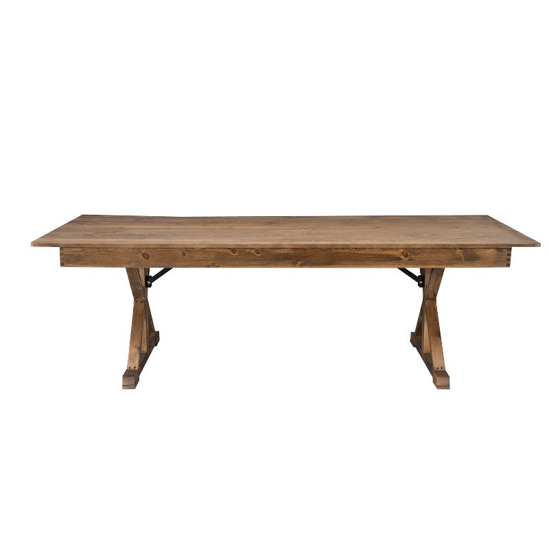 Emma and Oliver 7' x 40" Rectangular Solid Pine Folding Farm Table with Crisscross Legs, 3 of 11
