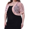 Agnes Orinda Women's Plus Size Short Sleeve Sheer Floral Lace Open Front Cropped Cardigans - 2 of 4